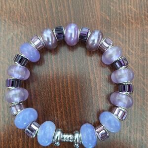 Purple and Silver Beaded Bracelet